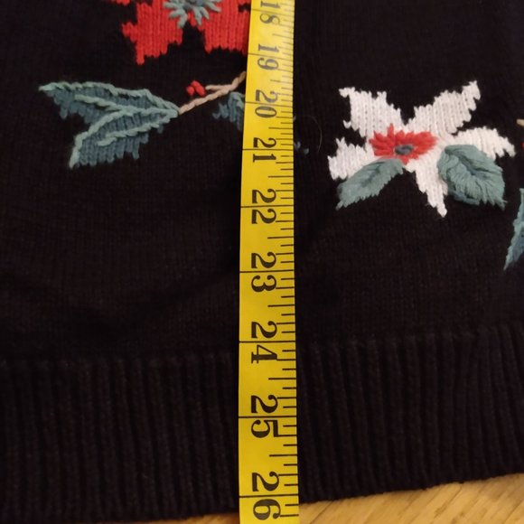 Classic Elements Christmas Holiday Cardigan Sweater 16-18 Woman Poinsettias - Picture 6 of 9